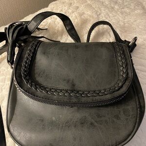 Classic Black Crossbody Bag with Braided Trim